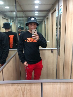 「MLB（メジャーリーグベースボール）のアイテム（パンツ）」を使った、Tony yangさん（メンズ・175cm）の冬コーディネート