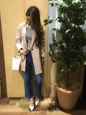 「VENCEEXCHANGE（ヴァンスエクスチェンジ）のアイテム（ステンカラーコート）」を使った、VENCE EXCHANGE LADIES STAFFさん（レディース・160cm）の春コーディネート