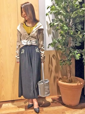 「サッシュベルト」｜「アイテム（ブルゾン）」を使った、VENCE EXCHANGE LADIES STAFFさん（レディース・160cm）の春コーディネート