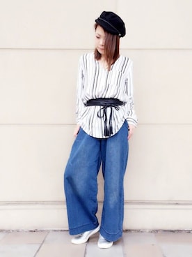 「アイテム（キャスケット）」を使った、VENCE EXCHANGE LADIES STAFFさん（レディース・160cm）の春コーディネート