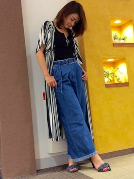 「シャツディガン」｜VENCE EXCHANGE LADIES STAFFさん（レディース・160cm）の夏コーディネート