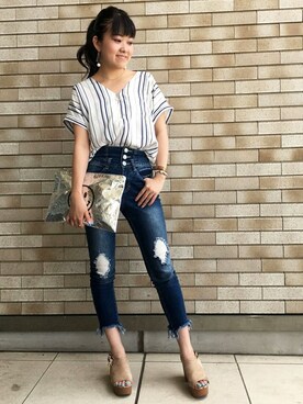 「スキッパーシャツ」｜VENCE EXCHANGE LADIES STAFFさん（レディース・160cm）の夏コーディネート