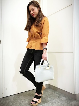 「VENCEEXCHANGE（ヴァンスエクスチェンジ）のアイテム（デニムパンツ）」を使った、VENCE EXCHANGE LADIES STAFFさん（レディース・160cm）の夏コーディネート