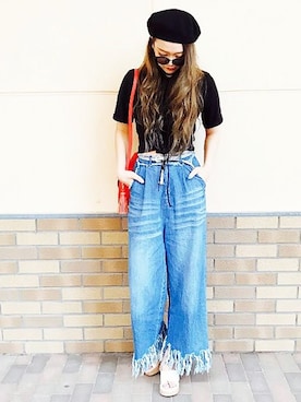 「フリンジ」｜「アイテム（ハンチング/ベレー帽）」を使った、VENCE EXCHANGE LADIES STAFFさん（レディース・160cm）の夏コーディネート