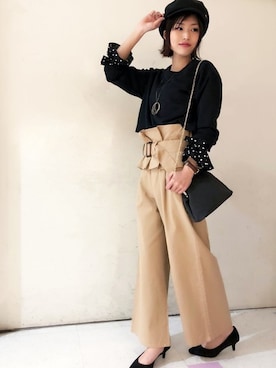 「ブラック」｜「アイテム（キャスケット）」を使った、VENCE EXCHANGE LADIES STAFFさん（レディース・160cm）の冬コーディネート