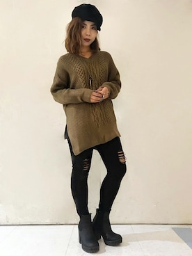 「ブラック」｜「アイテム（キャスケット）」を使った、VENCE EXCHANGE LADIES STAFFさん（レディース・160cm）の秋コーディネート