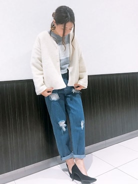 「ボーイフレンドデニム」｜「アイテム（その他アウター）」を使った、VENCE EXCHANGE LADIES STAFFさん（レディース・160cm）の秋コーディネート