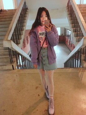 「school」｜「アイテム（ブーツ）」を使った、Rosyさん（レディース・158cm）の冬コーディネート