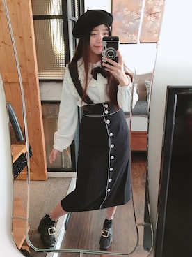 「NET（ネット）のアイテム（ハンチング/ベレー帽）」を使った、Rosyさん（レディース・158cm）の冬コーディネート