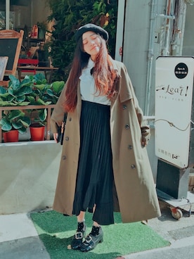 「NET（ネット）のアイテム（ハンチング/ベレー帽）」を使った、Rosyさん（レディース・158cm）の冬コーディネート