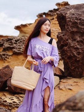 「H&M（エイチ・アンド・エム）のアイテム（かごバッグ）」を使った、Rosyさん（レディース・158cm）の夏コーディネート