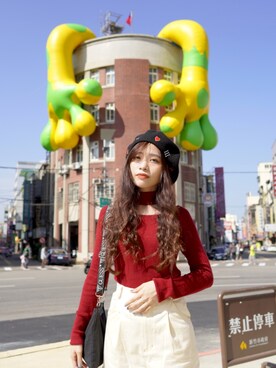 「OUTER SPACE（アウタースペース）のアイテム（ハンチング/ベレー帽）」を使った、Rosyさん（レディース・158cm）の秋コーディネート