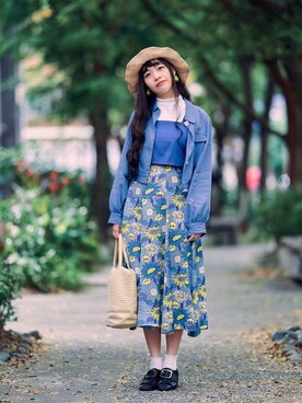 「H&M（エイチ・アンド・エム）のアイテム（かごバッグ）」を使った、Rosyさん（レディース・158cm）の春コーディネート