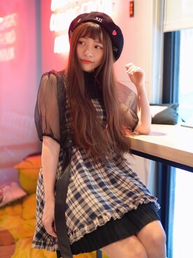 「OUTER SPACE（アウタースペース）のアイテム（ハンチング/ベレー帽）」を使った、Rosyさん（レディース・158cm）の春コーディネート