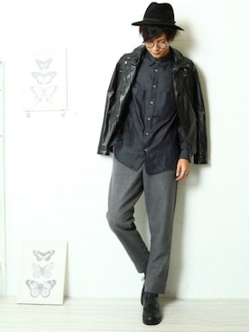 「improves（インプローブス）のアイテム（ライダースジャケット）」を使った、森田 友浩さん（メンズ・178cm・20代）の秋コーディネート