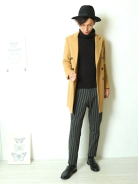 「improves（インプローブス）のアイテム（帽子）」を使った、森田 友浩さん（メンズ・178cm）の秋コーディネート