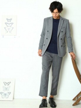「improves（インプローブス）のアイテム（テーラードジャケット）」を使った、森田 友浩さん（メンズ・178cm）の秋コーディネート
