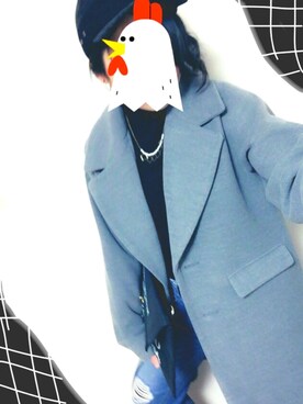 「earth music&ecology（アースミュージックアンドエコロジー）の【2016Winter】チェスターコート（チェスターコート、グレー系）」を使った、ｶﾏﾝﾍﾞｰﾙさん（レディース・156cm）の冬コーディネート