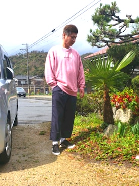 「お洒落好きな人と繋がりたい」｜「アイテム（スウェット）」を使った、ヨッシーさん（メンズ・168cm）の春コーディネート