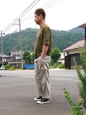 「いつもありがとうございます」｜「アイテム（スリッポン）」を使った、ヨッシーさん（メンズ・168cm）の夏コーディネート