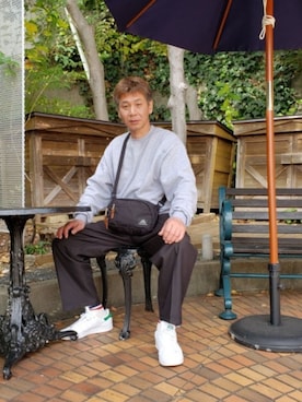 「お洒落好きな人と繋がりたい」｜「アイテム（スウェット）」を使った、ヨッシーさん（メンズ・168cm）の秋コーディネート