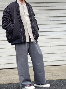 「いいね返し」｜「アイテム（MA-1）」を使った、ヨッシーさん（メンズ・168cm）の冬コーディネート