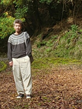 「JUNRED（ジュンレッド）のアイテム（トートバッグ）」を使った、ヨッシーさん（メンズ・168cm）の冬コーディネート