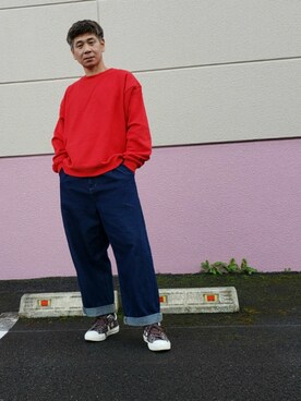「お洒落好きな人と繋がりたい」｜「アイテム（スウェット）」を使った、ヨッシーさん（メンズ・168cm）の春コーディネート