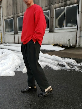 「お洒落好きな人と繋がりたい」｜「アイテム（スウェット）」を使った、ヨッシーさん（メンズ・168cm）の春コーディネート