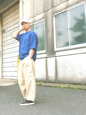 「OY（オーワイ）のアイテム（帽子）」を使った、ヨッシーさん（メンズ・168cm）の夏コーディネート