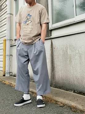 「Reebok（リーボック）のアイテム（スリッポン）」を使った、ヨッシーさん（メンズ・168cm）の夏コーディネート