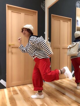 「ナチュラルスタイル」｜「アイテム（キャップ）」を使った、やまだ めいさん（レディース・147cm）の春コーディネート