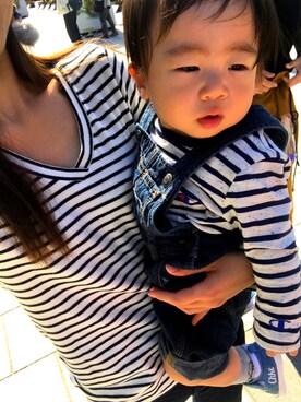 「BACK NUMBER（バックナンバー）のアイテム（デニムパンツ）」を使った、Nさん（キッズ・80cm）の秋コーディネート