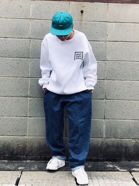 「OBEY（オベイ）のアイテム（キャップ）」を使った、AYUさん（レディース・156cm）の秋コーディネート