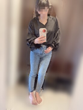 「GRL（グレイル）のテーパードデニムパンツ（デニムパンツ）」を使った、Sarahさん（レディース・160cm）の春コーディネート