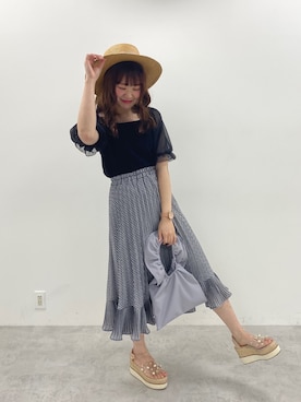 「one after another NICE CLAUP（ワンアフターアナザーナイスクラップ）の厚底クロスサンダル（サンダル）」を使った、AYANOさん（レディース・159cm）の春コーディネート