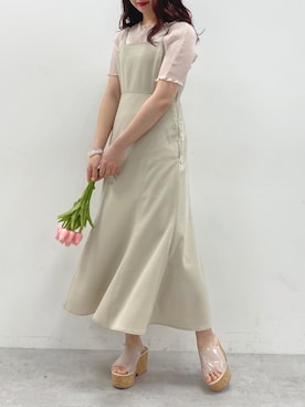 「one after another NICE CLAUP（ワンアフターアナザーナイスクラップ）のアイテム（ジャンパースカート）」を使った、AYANOさん（レディース・159cm）の春コーディネート