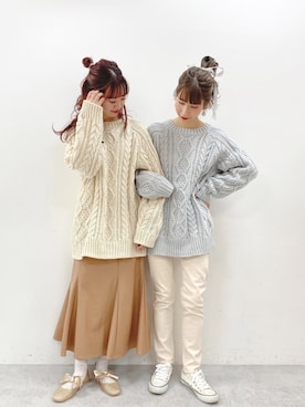 「one after another NICE CLAUP（ワンアフターアナザーナイスクラップ）のアイテム（バレエシューズ、ゴールド系）」を使った、AYANOさん（レディース・159cm）の秋コーディネート