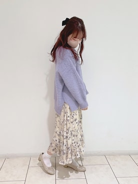 「one after another NICE CLAUP（ワンアフターアナザーナイスクラップ）のアイテム（バレエシューズ、ゴールド系）」を使った、AYANOさん（レディース・159cm）の冬コーディネート