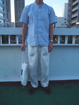 「OMNIGOD（オムニゴッド）のアイテム（パンツ）」を使った、Qaiさん（メンズ・174cm）の夏コーディネート