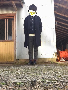 「Dr. Martens（ドクターマーチン）のDr.Martens (ドクターマーチン)/1461 3EYE GIBSON SHOES（その他シューズ）」を使った、shunさん（メンズ・169cm）の冬コーディネート