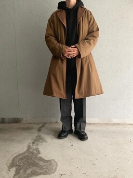 「パラブーツ」｜「アイテム（ステンカラーコート）」を使った、shunさん（メンズ・170cm）の秋コーディネート