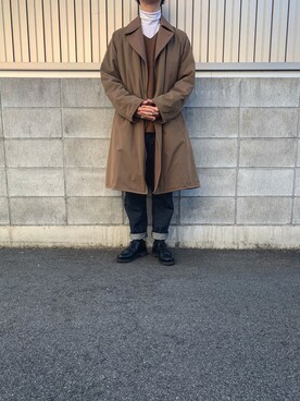 「パラブーツ」｜「アイテム（ステンカラーコート）」を使った、shunさん（メンズ・170cm）の秋コーディネート