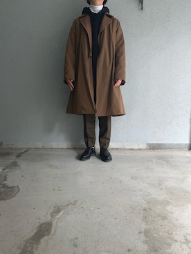 「パラブーツ」｜「アイテム（ステンカラーコート）」を使った、shunさん（メンズ・170cm）の冬コーディネート