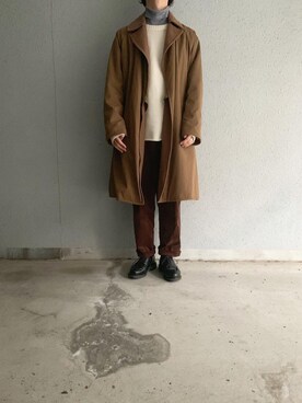 「パラブーツ」｜「アイテム（ステンカラーコート）」を使った、shunさん（メンズ・170cm）の冬コーディネート