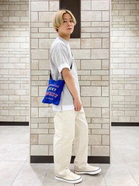 「USAコットン」｜「アイテム（スリッポン）」を使った、kayさん（メンズ・169cm）の夏コーディネート