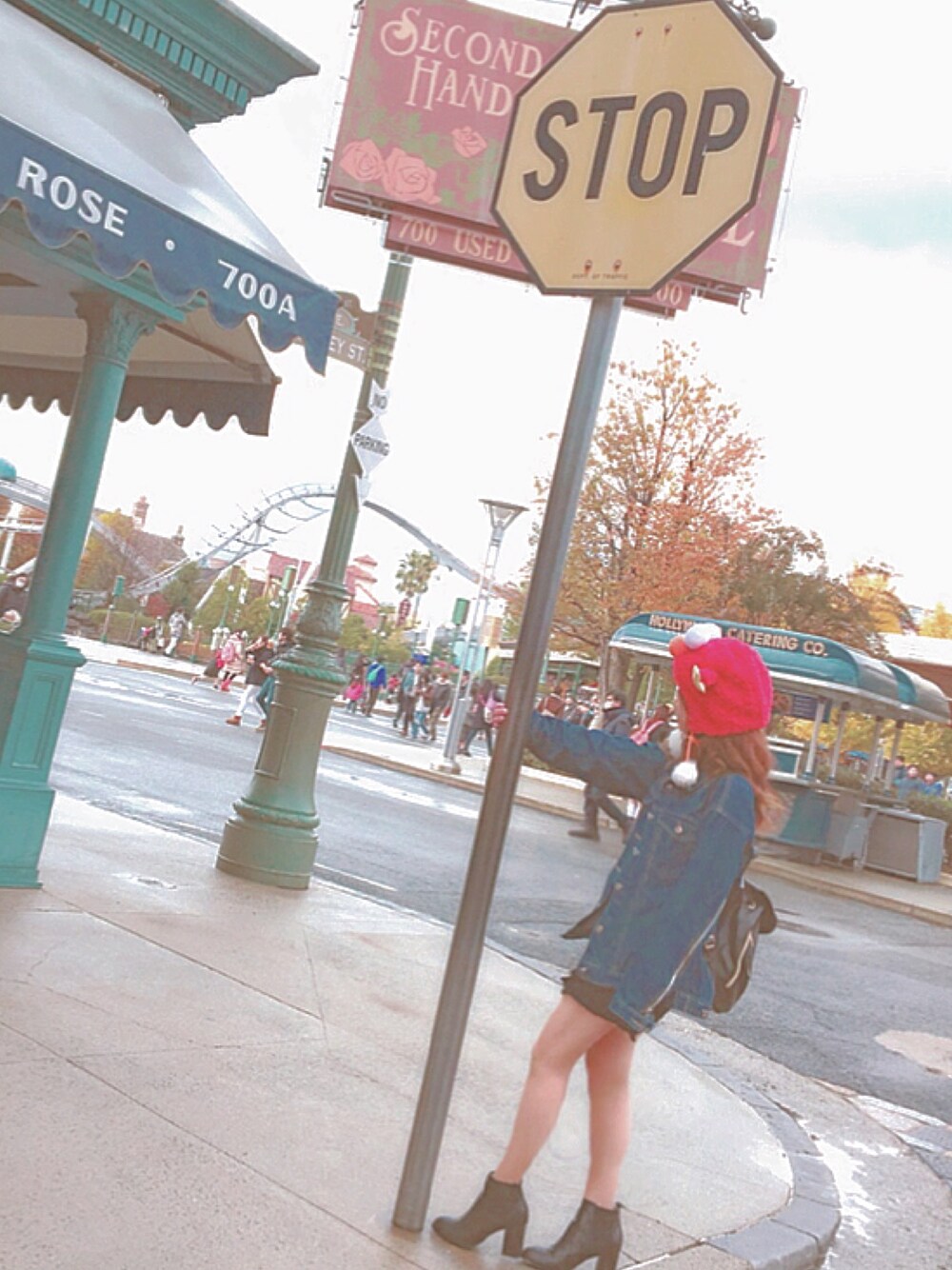 「デニム、TOMMY、USJ、fashion」｜「TOMMYのアイテム（デニムジャケット、ブルー系）」を使った、Hina❣さん（レディース・149cm）の春コーディネートの1枚目の写真