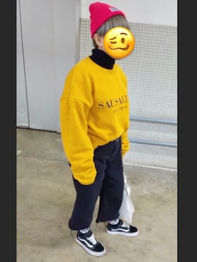 「sweatshirt」｜「アイテム（帽子）」を使った、Gar Keiさん（レディース・153cm）の冬コーディネート