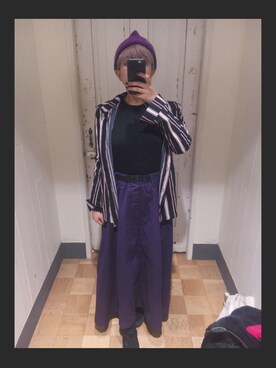 「skirt」｜「アイテム（ニットキャップ/ビーニー）」を使った、Gar Keiさん（レディース・153cm）の冬コーディネート