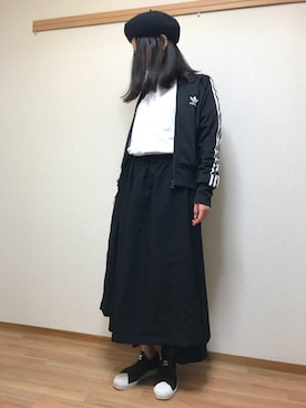 「アディダスオリジナルス」｜「アイテム（ハンチング/ベレー帽）」を使った、のさん（レディース・158cm）の秋コーディネート